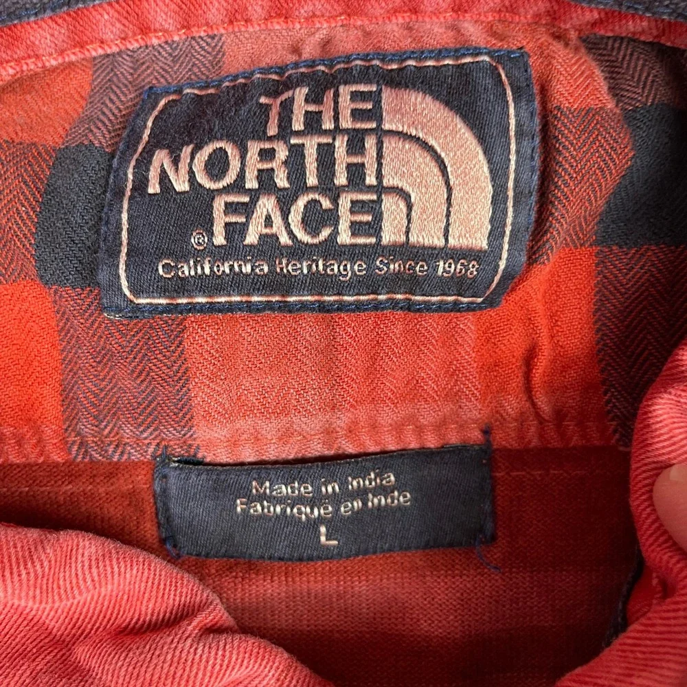 The North Face Rugby Polo Shirt Mens L Red Striped Long Sleeve Cotton Outdoor